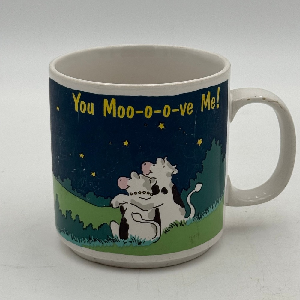 Vintage Russ Berrie You Moo-o-o-ve Me Cow Coffee Mug Ceramic Cup 8479